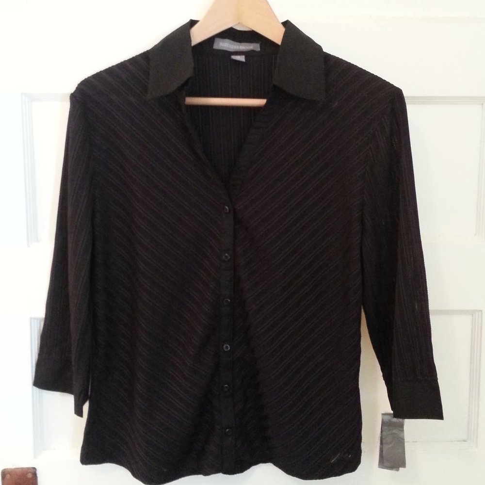 NWT Beechers Brook black button up blouse - size L